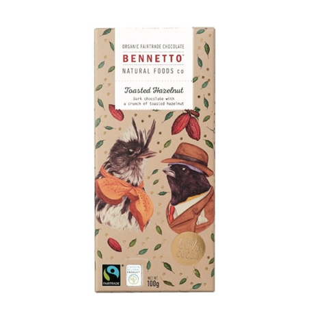Bennetto Organic Chocolate 100g Toasted Hazelnut