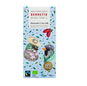 Bennetto Organic Dark Chocolate 100g Amaranth & Sea Salt