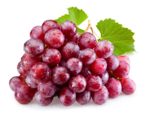 Ripe Red Grapes With Leaves Isolated